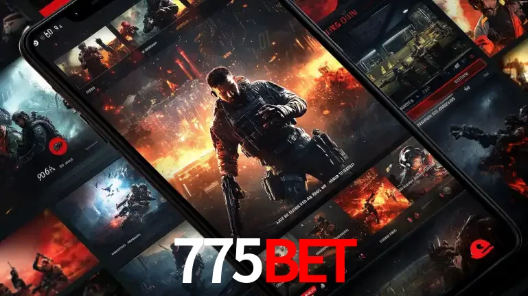 Tela de um celular exibindo uma galeria de jogos de tiro com temática militar, mostrando a variedade de e-sports disponíveis para apostas na plataforma de entretenimento 775bet.