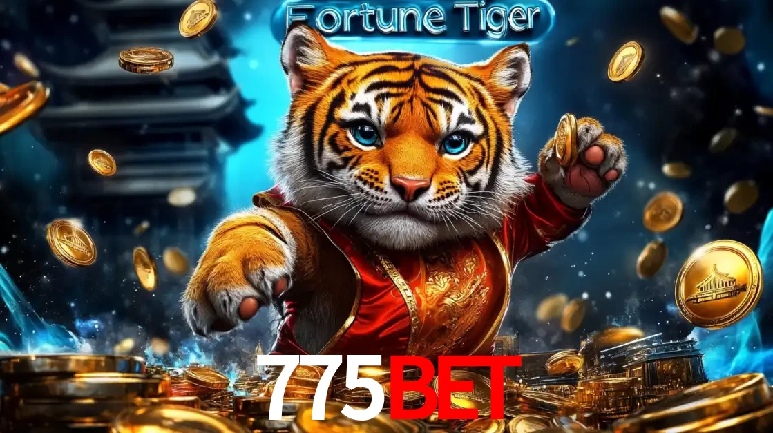 Imagem promocional do jogo de slot Fortune Tiger, com um tigre majestoso em traje tradicional cercado por uma fortuna em moedas de ouro, disponível agora no cassino 775bet.