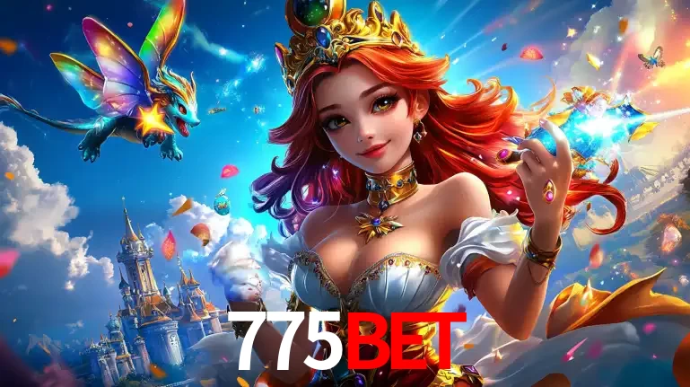 A princesa de um reino de fantasia mágico, com seu pequeno dragão, apresentando um mundo de prêmios encantados nos jogos de caça-níqueis do cassino 775bet.